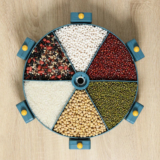Wall-Mounted Grain Dispenser Compartments Dry Food Dispenser Rotating Cereal For Kitchen Gadget - Mooth Shop