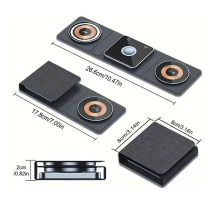 3 IN 1 Magnetic Folding Wireless Charger Station For IPhone Transparent Fast Charging For IWatch And Airpods - Mooth Shop