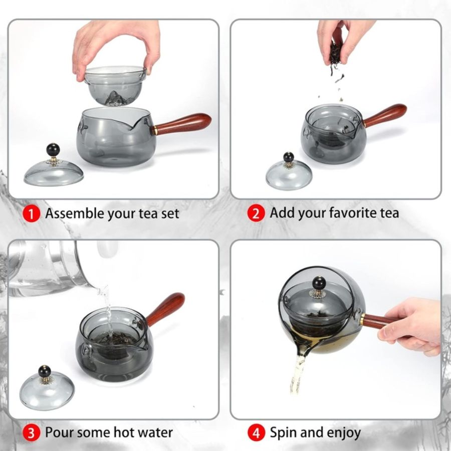 Tetera Giratoria Semiautomática de Vidrio