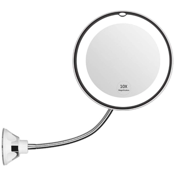 Espejo de Maquillaje LED 10x con Iluminación de 360°
