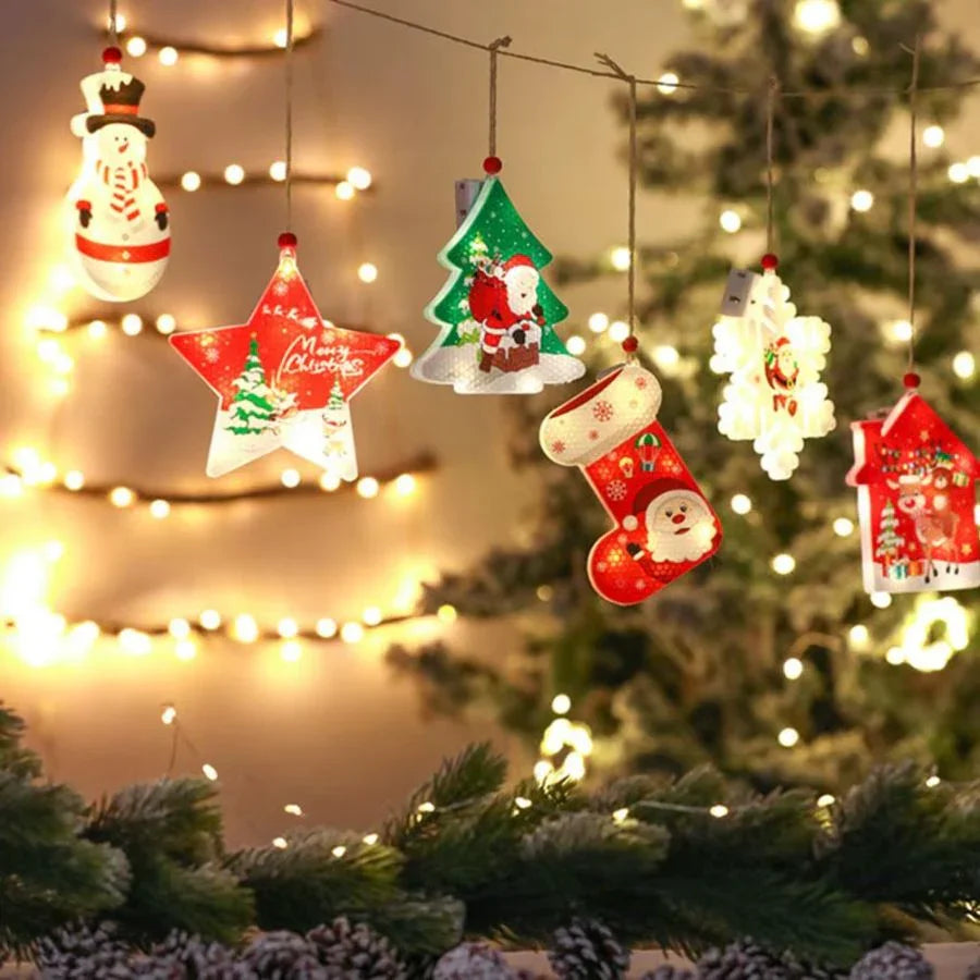 Luces de Colores con Figuras Navideñas