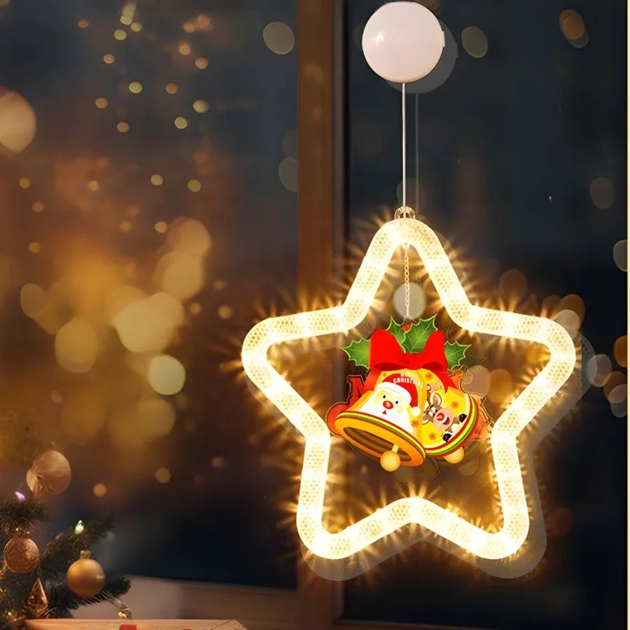 Luces LED Navideñas Colgantes Decoración Estrella Navidad con Pilas-Mooth Shop-Campana Navideña