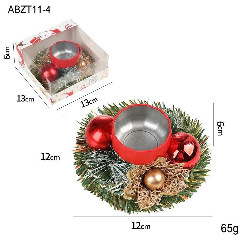 Christmas Candle Metals Candlestick Wreath Artificial Pinball - Mooth Shop