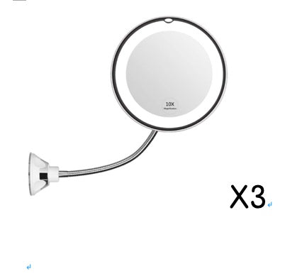 Espejo de Maquillaje LED 10x con Iluminación de 360°
