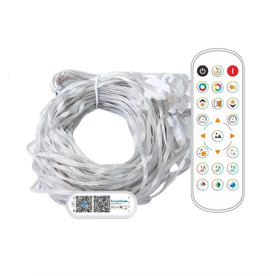 Cortina de luz LED de alambre recubierta de goma para decoración navideña-Mooth Shop