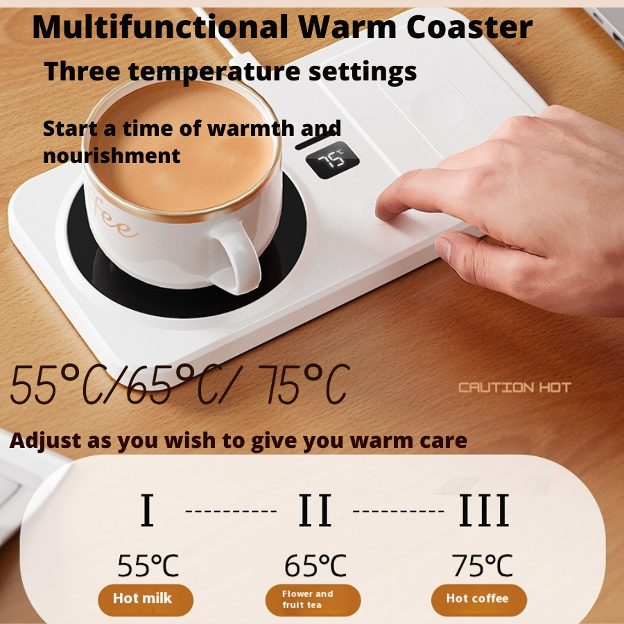 Calentador de Tazas Inteligente con Carga Inalámbrica | Base Térmica para Café y Té con 3 Temperaturas-Mooth Shop-png