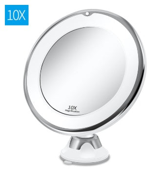 Espejo de Maquillaje LED 10x con Iluminación de 360°