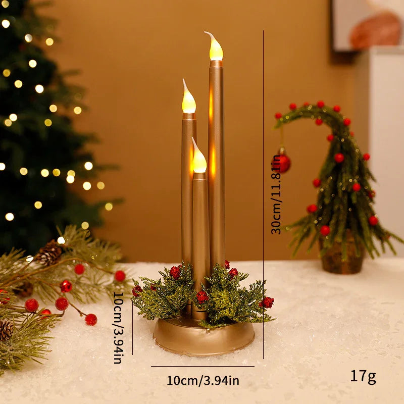 Luz Simulada de Vela - Decoração de Natal Feliz-Dourada -Mooth Shop-PNG