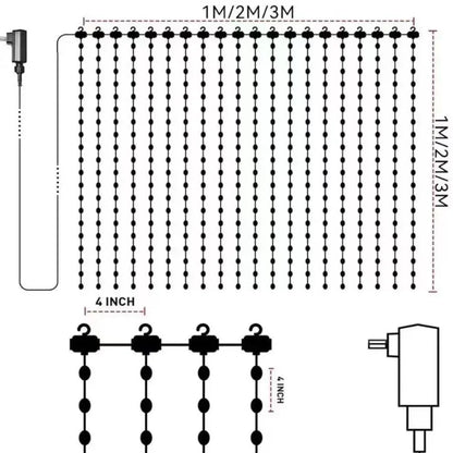 Cortina de luz LED de alambre recubierta de goma para decoración navideña-Mooth Shop