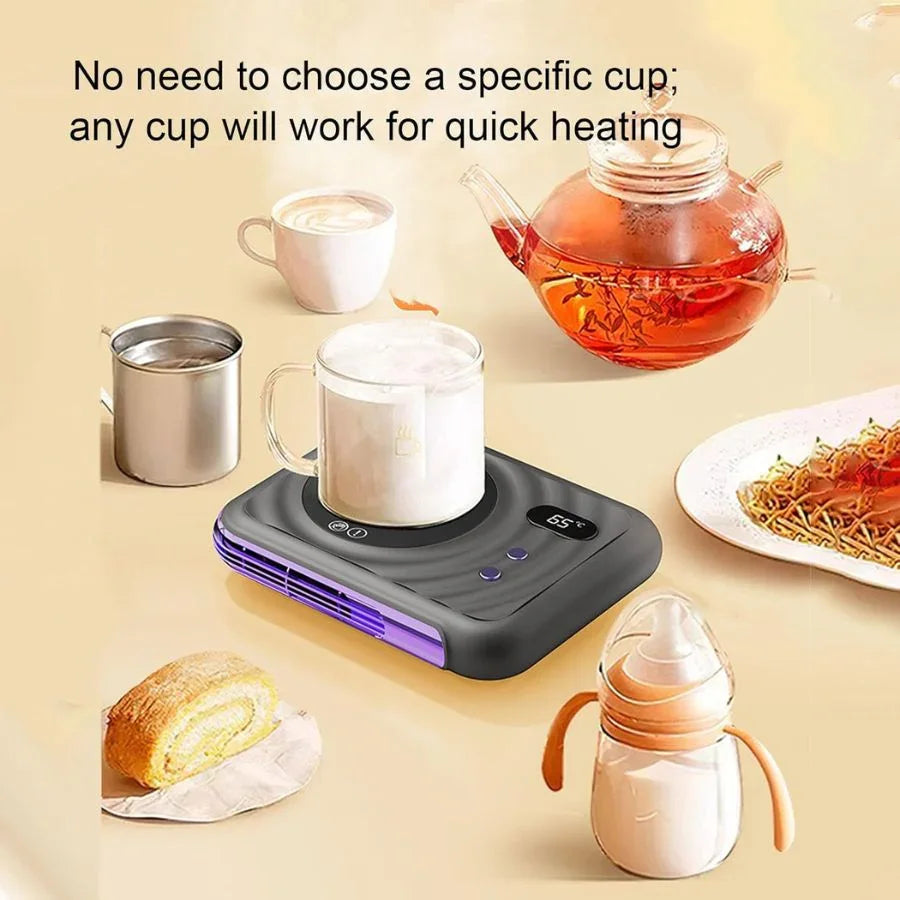Calentador de Tazas Inteligente 2 en 1 con Control de Temperatura y Ventilador - Perfecto para Café, Té y Velas Aromáticas-Mooth Shop