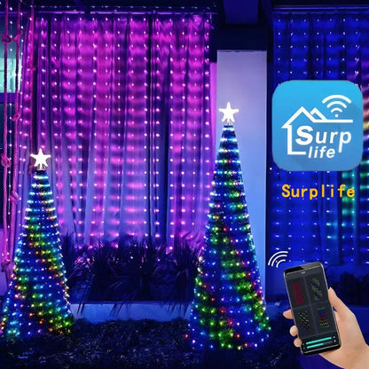 Cortina de luz LED de alambre recubierta de goma para decoración navideña-Mooth Shop