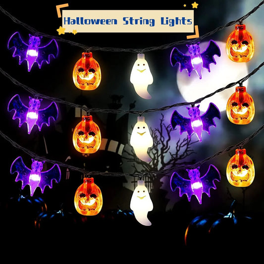 LED Halloween Pumpkin Spider Bat Skull String Light Lamp Home Garden Party Outdoor Halloween Decoration Lantern Light - Mooth Shop