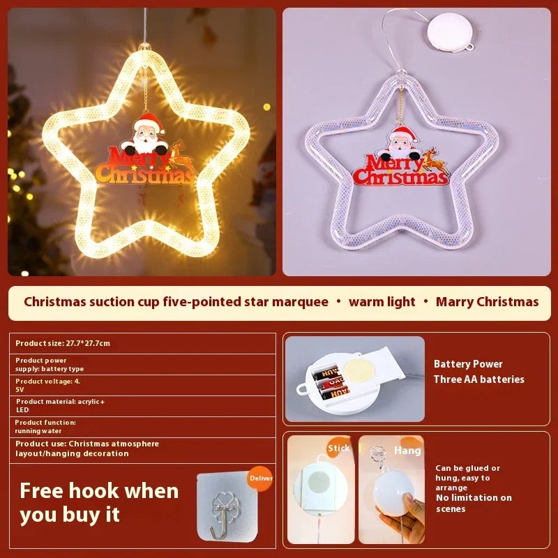 Luces LED Navideñas Colgantes Decoración Estrella Navidad con Pilas-Mooth Shop-Papá Noel