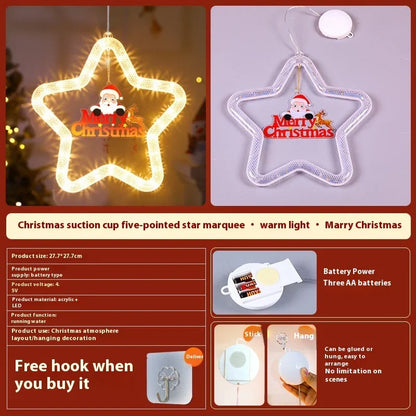 Luces LED Navideñas Colgantes Decoración Estrella Navidad con Pilas-Mooth Shop-Papá Noel
