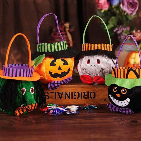 Cute Halloween Candy Bag Halloween Pumpkin Pattern Portable Handbag Cosplay Props Gift Basket Kids Gifts - Mooth Shop