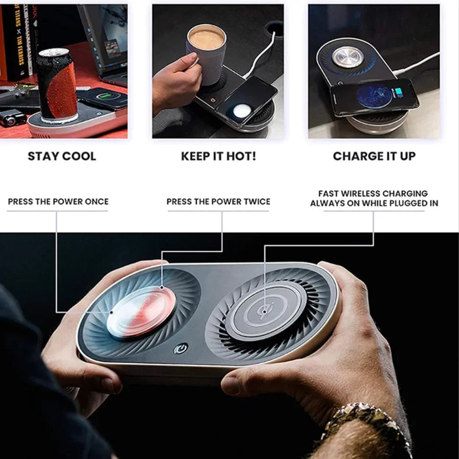 Electric Cooling Mug Coaster Heating Plug-in Wireless Charging - Mooth Shop