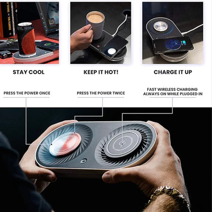 Electric Cooling Mug Coaster Heating Plug-in Wireless Charging - Mooth Shop