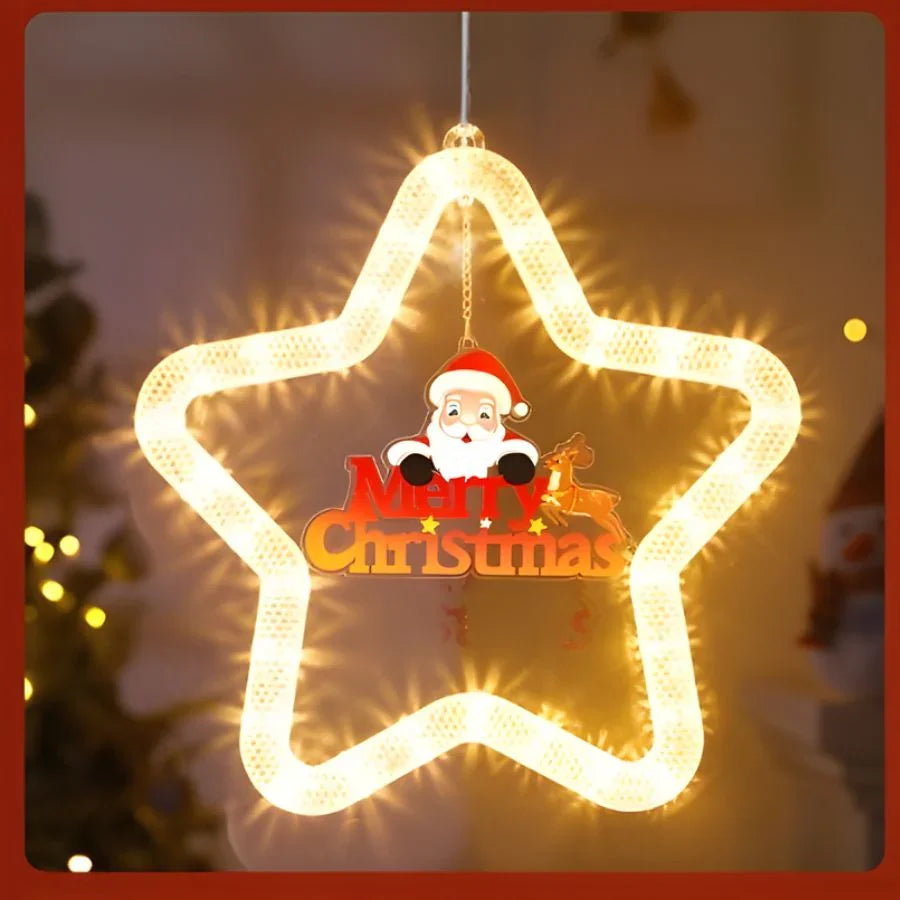 Luces LED Navideñas Colgantes Decoración Estrella Navidad con Pilas-Mooth Shop-Feliz Navidad