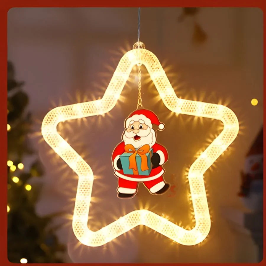 Luces LED Navideñas Colgantes Decoración Estrella Navidad con Pilas-Mooth Shop-Papá Noel