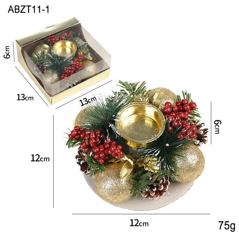 Christmas Candle Metals Candlestick Wreath Artificial Pinball - Mooth Shop