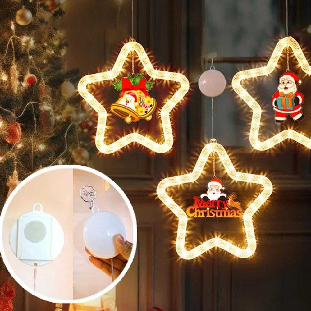 Luces LED Navideñas Colgantes Decoración Estrella Navidad con Pilas-Mooth Shop-JPG