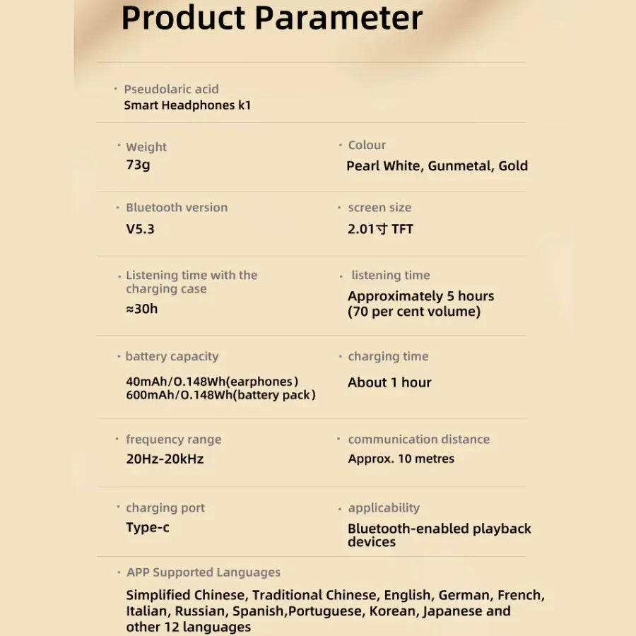 Auriculares K1 Pro 2 TWS - Pantalla LED Táctil, ANC, Cancelación Ruido-Mooth Shop-png