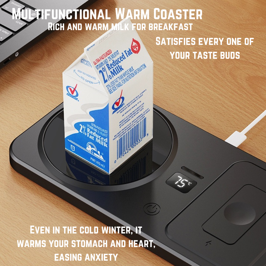 Calentador de Tazas Inteligente con Carga Inalámbrica | Base Térmica para Café y Té con 3 Temperaturas-Mooth Shop-png