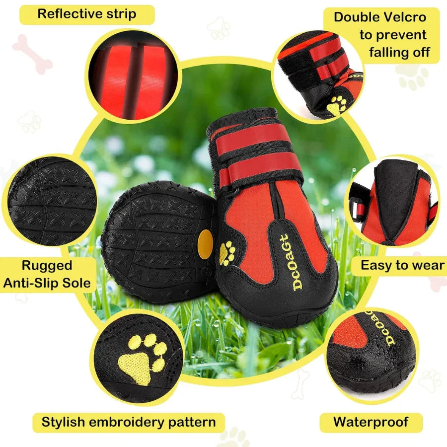 Botas Impermeáveis ​​para Perros com Tiras Refletivas - Proteção Antideslizante para Patas-Mooth Shop-png
