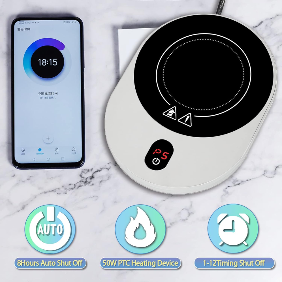 Calentador de Tazas Inteligente 50W - 5 Niveles de Temperatura y Temporizador 12H-Mooth Shop-PNG