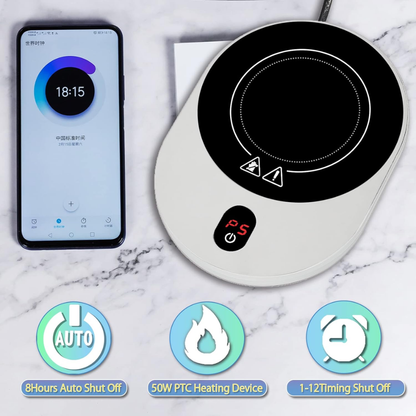 Calentador de Tazas Inteligente 50W - 5 Niveles de Temperatura y Temporizador 12H-Mooth Shop-PNG