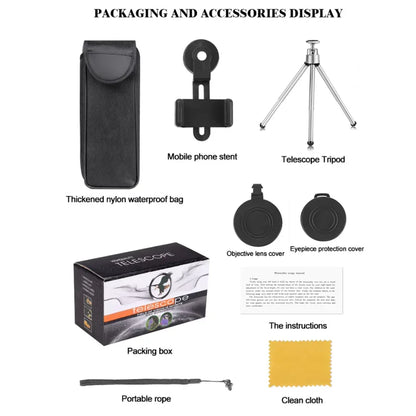 Compatible with Apple, Monocular Telescope Zoom Scope with Compass Phone Clip Tripod - Mooth Shop