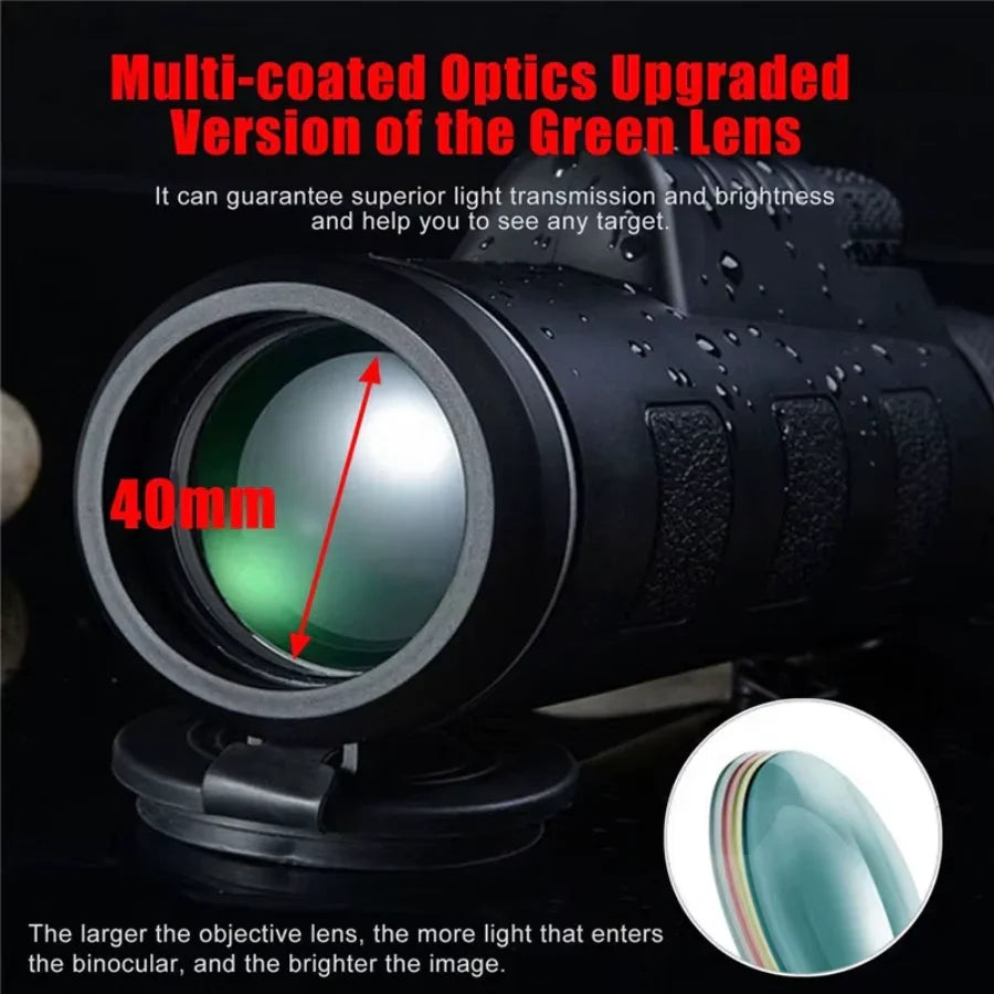 Compatible with Apple, Monocular Telescope Zoom Scope with Compass Phone Clip Tripod - Mooth Shop