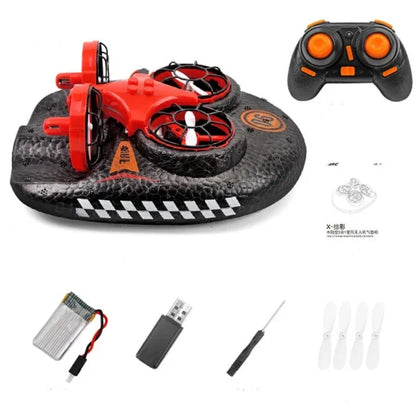 Drone 3 em 1 Tierra Agua Aire - Hovercraft RC Multifunção com Modo Sem Cabeza e Retorno Automático-Mooth Shop-png