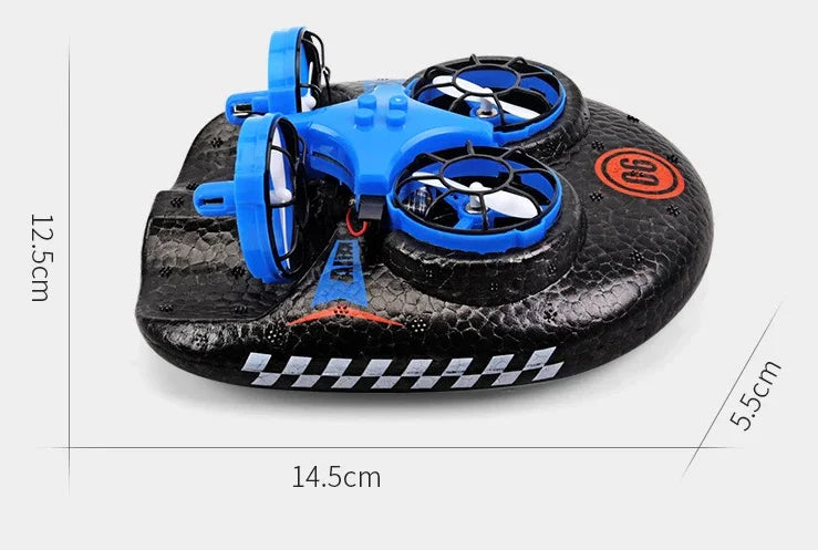 Drone 3 em 1 Tierra Agua Aire - Hovercraft RC Multifunção com Modo Sem Cabeza e Retorno Automático-Mooth Shop-png