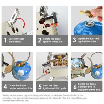13000W Portable Windproof Camping Stove Five-head Gas Cooking Burner With Piezo Ignition Stepless Flame Control Fit For ISO-butane, Propane, Butane Fuel Tank For Backpacking Picnic Outdoor Cooking - Mooth Shop