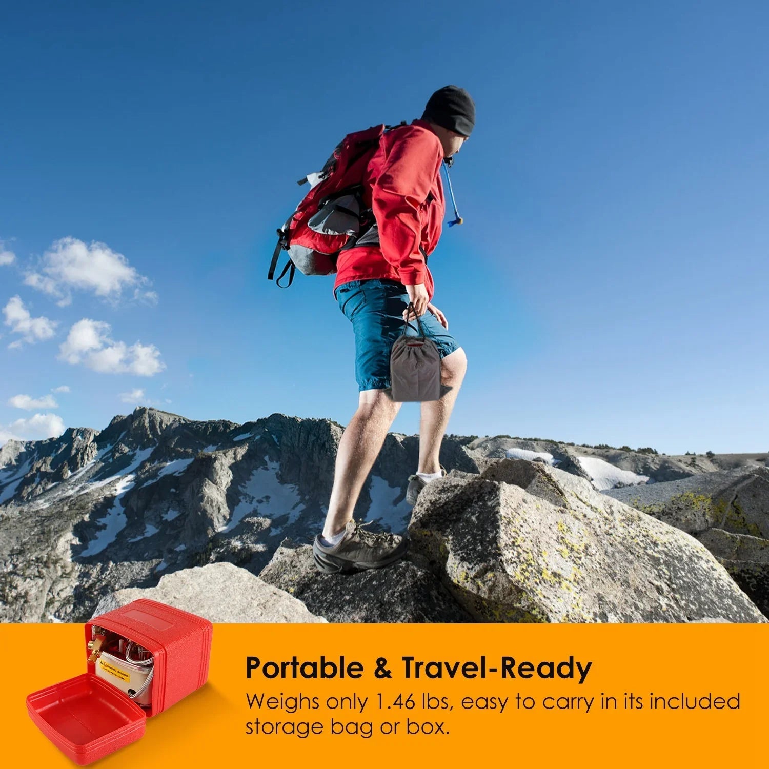 13000W Portable Windproof Camping Stove Five-head Gas Cooking Burner With Piezo Ignition Stepless Flame Control Fit For ISO-butane, Propane, Butane Fuel Tank For Backpacking Picnic Outdoor Cooking - Mooth Shop