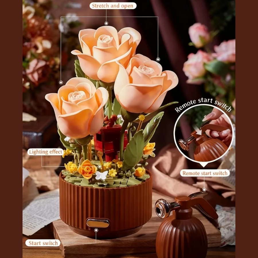 Kit de Flores Mecánicas con Control Remoto - Ramo Luminoso con Aromaterapia y Sonido | Decoración Dinámica para el Hogar- Mooth Shop-png