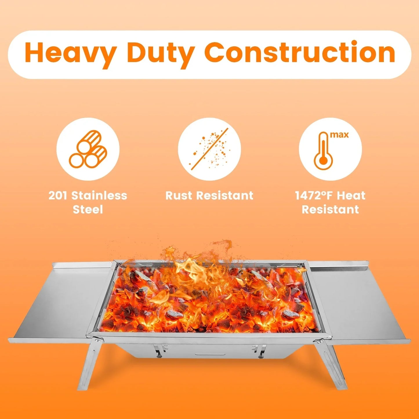 1 Set 3 In 1 Foldable Charcoal Grill Fire Pit Slow Cooker 2-3 People Portable Camping Grill Stainless Steel BBQ Grill For Camping Tailgating Yard - Mooth Shop