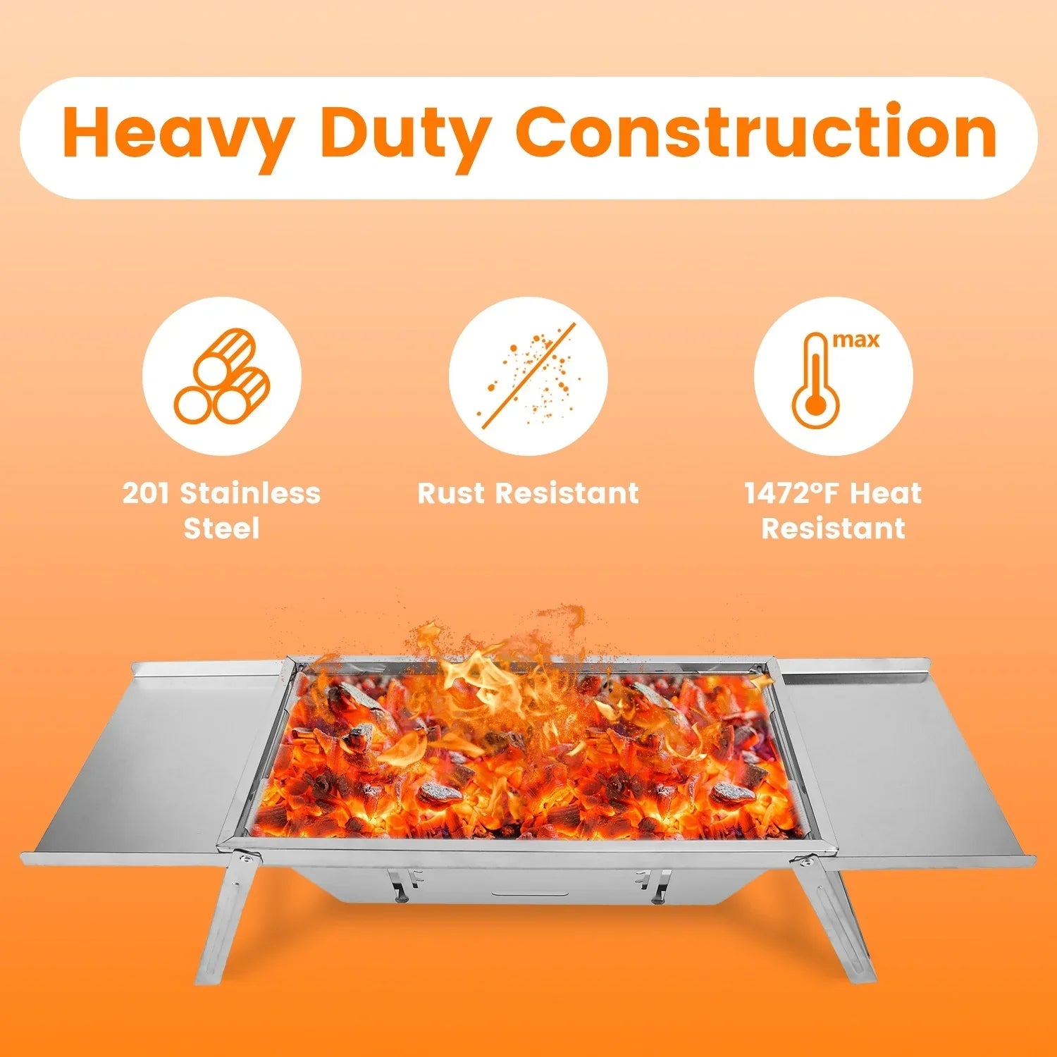 1 Set 3 In 1 Foldable Charcoal Grill Fire Pit Slow Cooker 2-3 People Portable Camping Grill Stainless Steel BBQ Grill For Camping Tailgating Yard - Mooth Shop