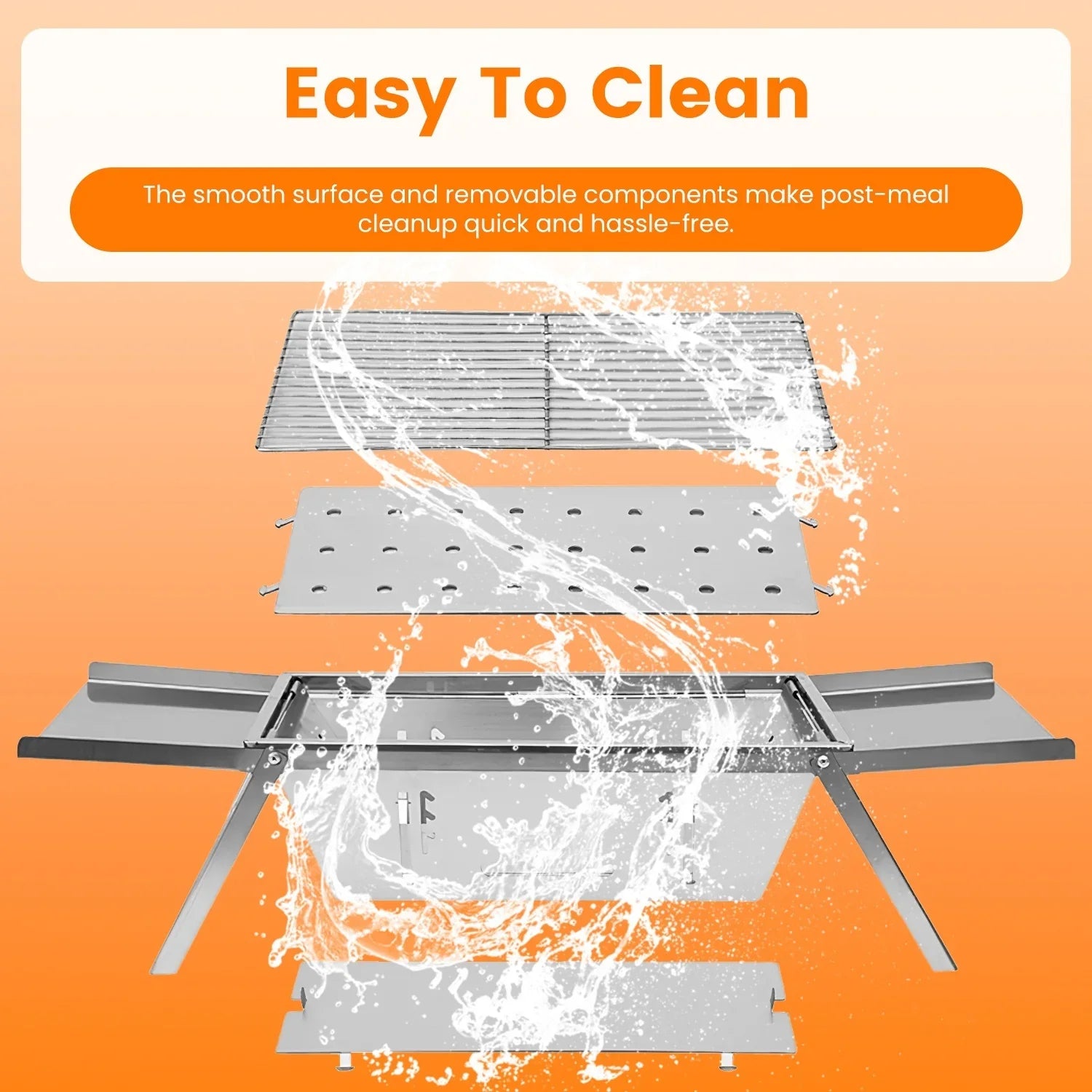 1 Set 3 In 1 Foldable Charcoal Grill Fire Pit Slow Cooker 2-3 People Portable Camping Grill Stainless Steel BBQ Grill For Camping Tailgating Yard - Mooth Shop