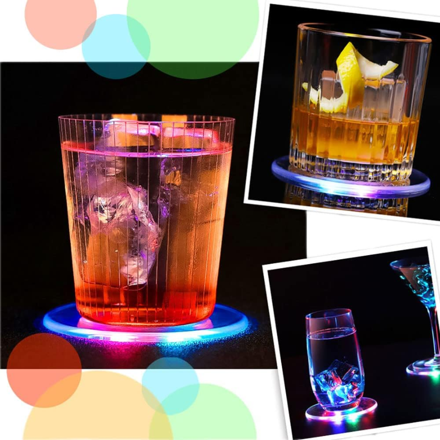 Posavasos LED Luminosos con Luz de Colores - Base Acrílica Intermitente para Copas y Botell - Mooth Shop