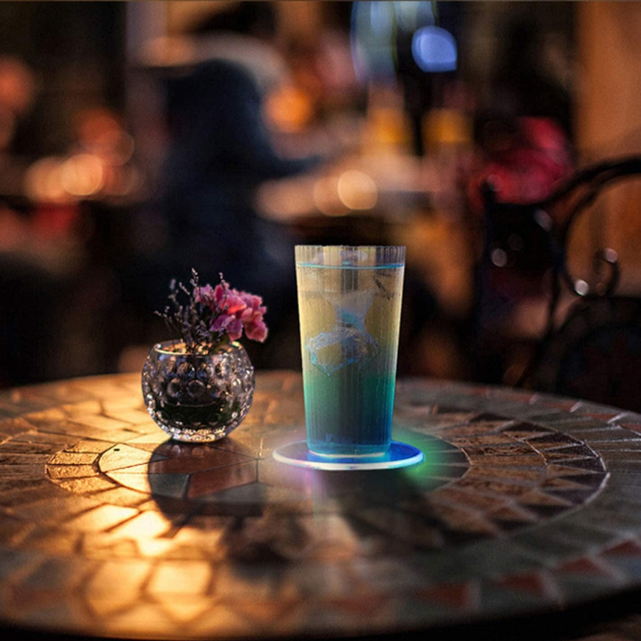 Posavasos LED Luminosos con Luz de Colores - Base Acrílica Intermitente para Copas y Botell - Mooth Shop