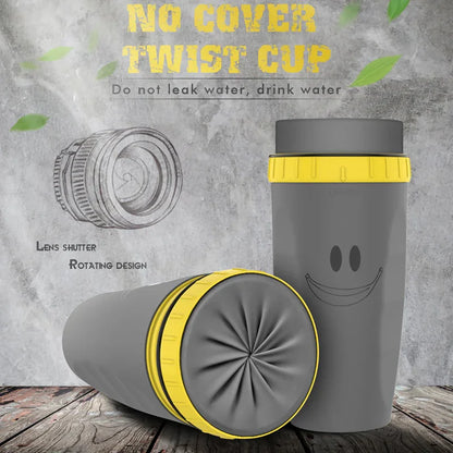 No Cover Twist Cup Travel Portable Cup Double Insulation Tumbler Straw Sippy Water Bottles Portable For Children Adults - Mooth Shop