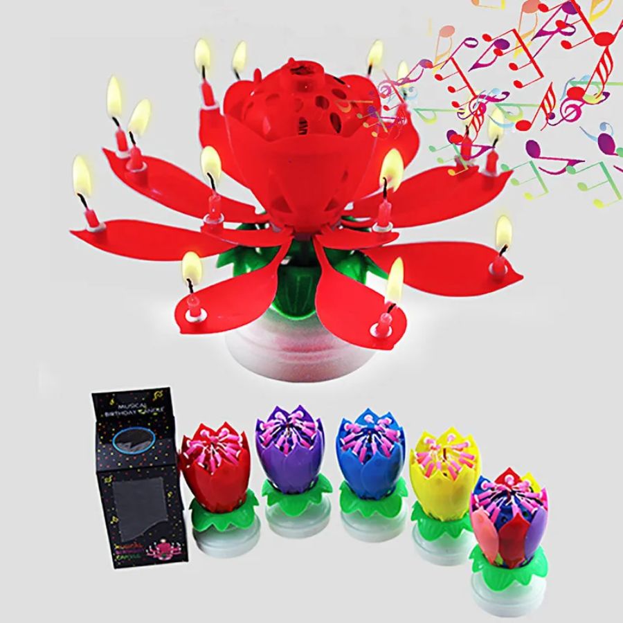 Music Lotus Birthday Music Happy Birthday Song Candle - Mooth Shop