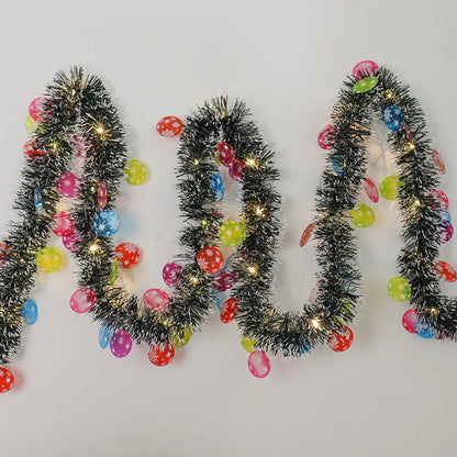 Guirnalda navideña LED de 5 metros con 50 luces blancas cálidas para decoración de árboles de interior y exterior - Papá Noel y muñeco de nieve verdes-Mooth Shop