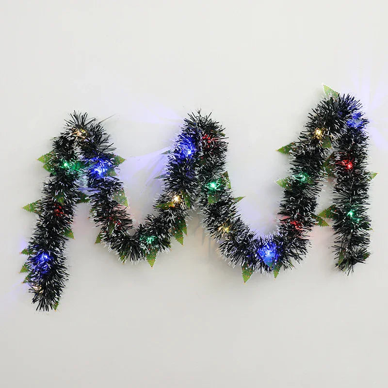 Guirnalda navideña LED de 5 metros con 50 luces blancas cálidas para decoración de árboles de interior y exterior - Papá Noel y muñeco de nieve verdes-Mooth Shop