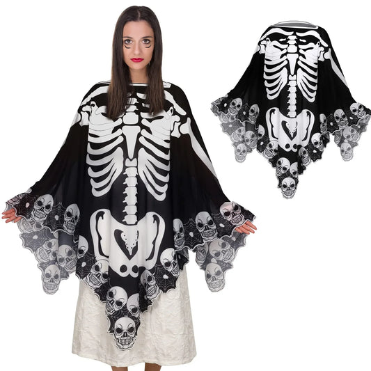 Poncho de encaje de Halloween más capa de esqueleto - Mooth Shop