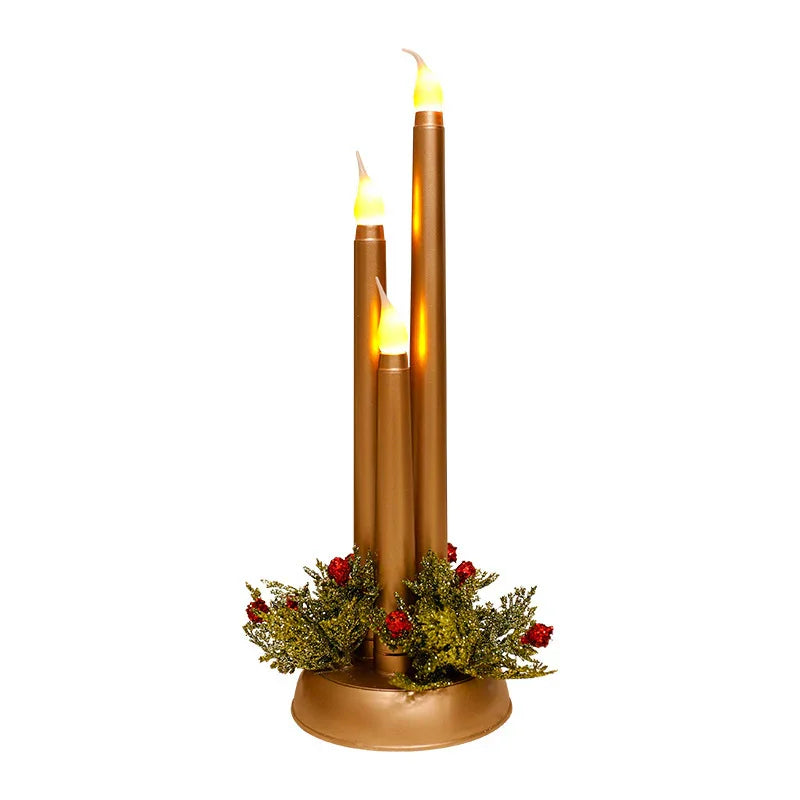 Luz Simulada de Vela - Decoração de Natal Feliz-Dourada-Mooth Shop-PNG