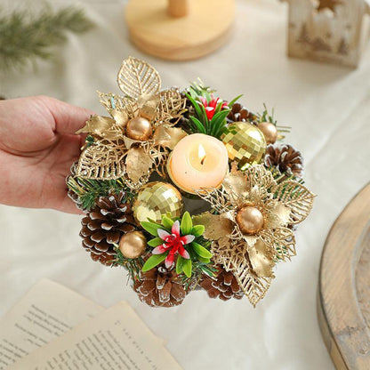 Christmas Candle Metals Candlestick Wreath Artificial Pinball - Mooth Shop