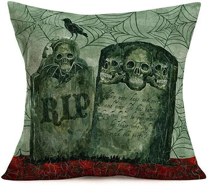 Halloween Gray-green Skull Tombstone Pillow - Mooth Shop